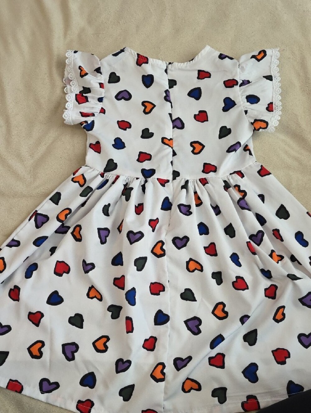 SHEIN White Dress with Multicolor Heart Print - Picture 5 of 5